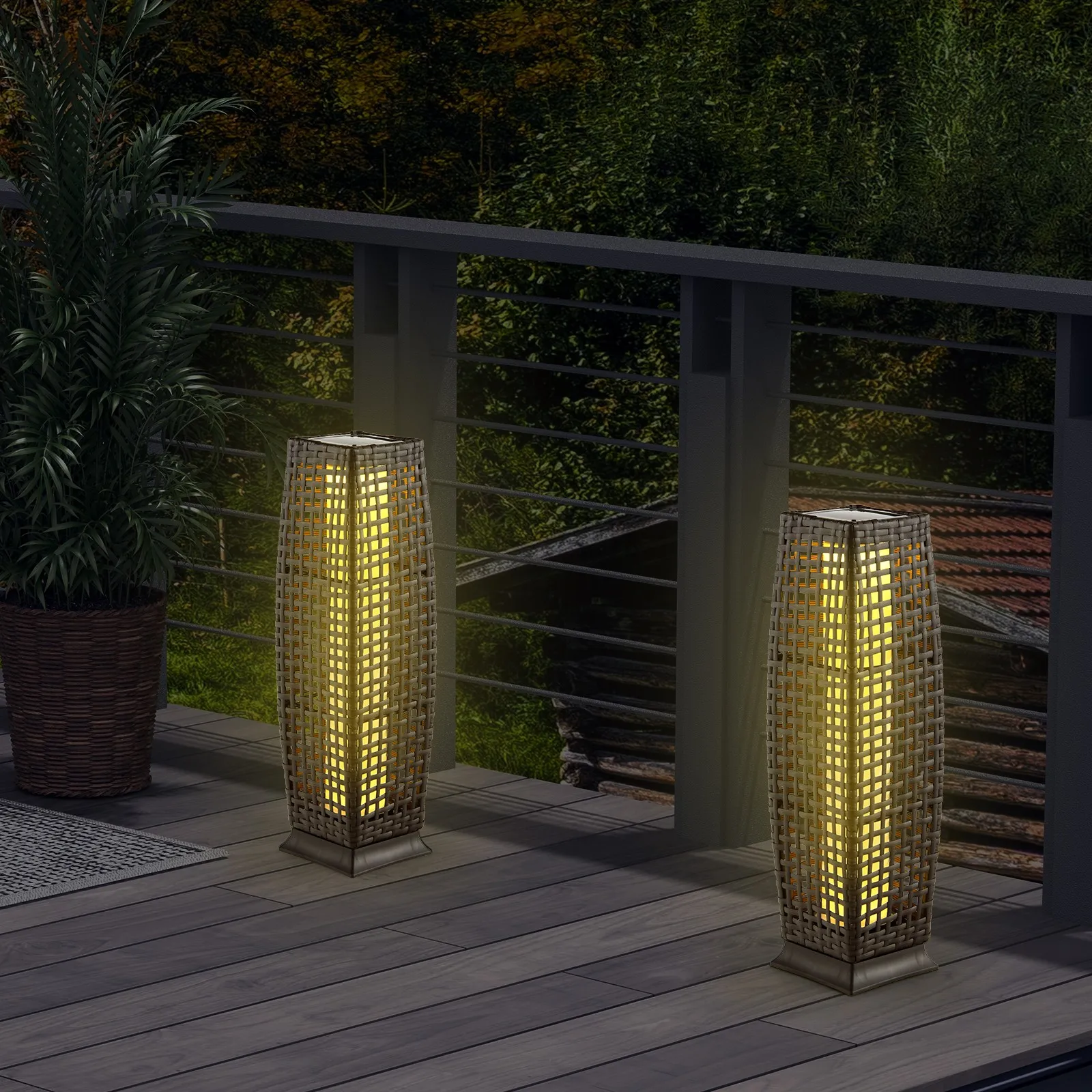 Outdoor 2-Piece Solar-Powered Floor Lamps IP65 Waterproof w/ Auto On/Off Light
Outdoor 2-Piece Solar-Powered Floor Lamps IP65 Waterproof w/ Auto On/Off Light