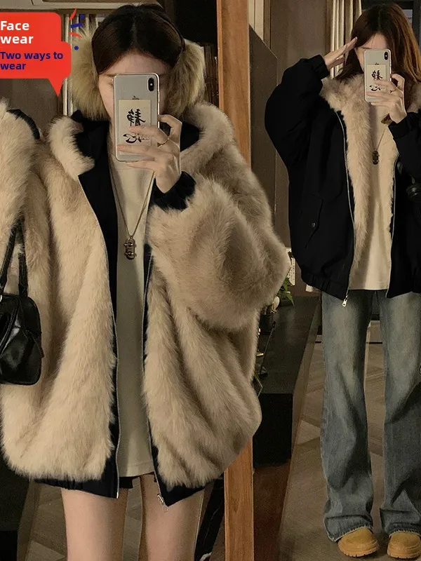 Американское ретро-пальто из двустороннего экологичного меха для женщин, зимняя утепленная хлопковая куртка, повседневное пальто с имитацией меха
Американское ретро-пальто из двустороннего экологичного меха для женщин, зимняя утепленная хлопковая куртка, повседневное пальто с имитацией меха