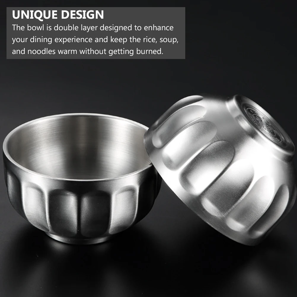 Stainless Steel Rice Bowl Heat Resistant Noodle Food Containers Ramen Household Soup Insulated Metal for Home
Stainless Steel Rice Bowl Heat Resistant Noodle Food Containers Ramen Household Soup Insulated Metal for Home