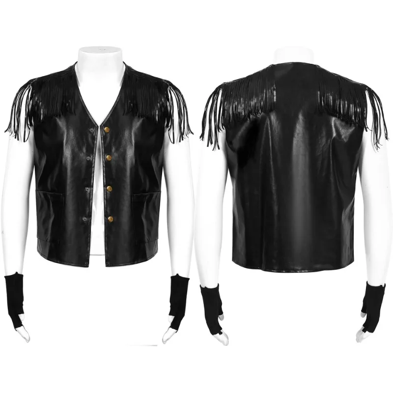 Trendy American Fashion V-neck Single-breasted Outwear Decorative Jacket Undershirt Undershirt Festival Men Play Clothing
Trendy American Fashion V-neck Single-breasted Outwear Decorative Jacket Undershirt Undershirt Festival Men Play Clothing