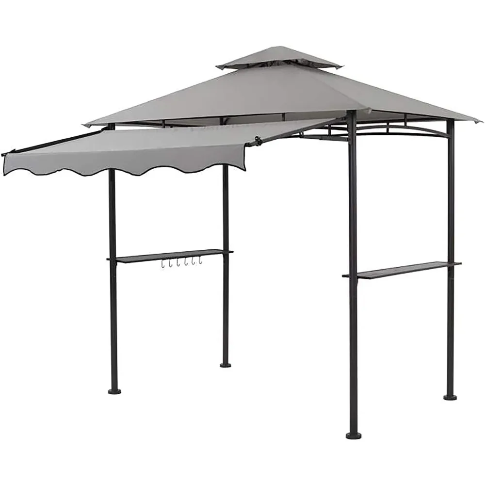 Double Tiered Grill Gazebo 5x8, Outdoor BBQ Patio Canopy Tent with Stretchable Side Awning (Light Grey)
Double Tiered Grill Gazebo 5x8, Outdoor BBQ Patio Canopy Tent with Stretchable Side Awning (Light Grey)
