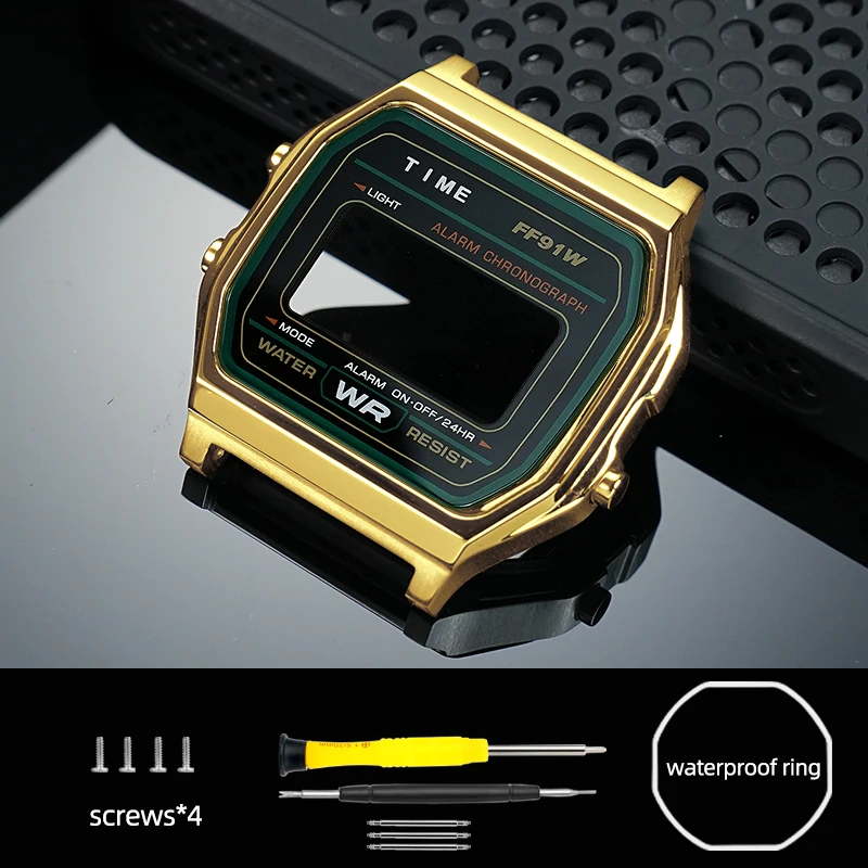 A158 A159W F91W Upgrade mod kit metal case For Casio 593 Movement modified stainless steel Case Bezel strap waterproof ring+Tool
A158 A159W F91W Upgrade mod kit metal case For Casio 593 Movement modified stainless steel Case Bezel strap waterproof ring+Tool