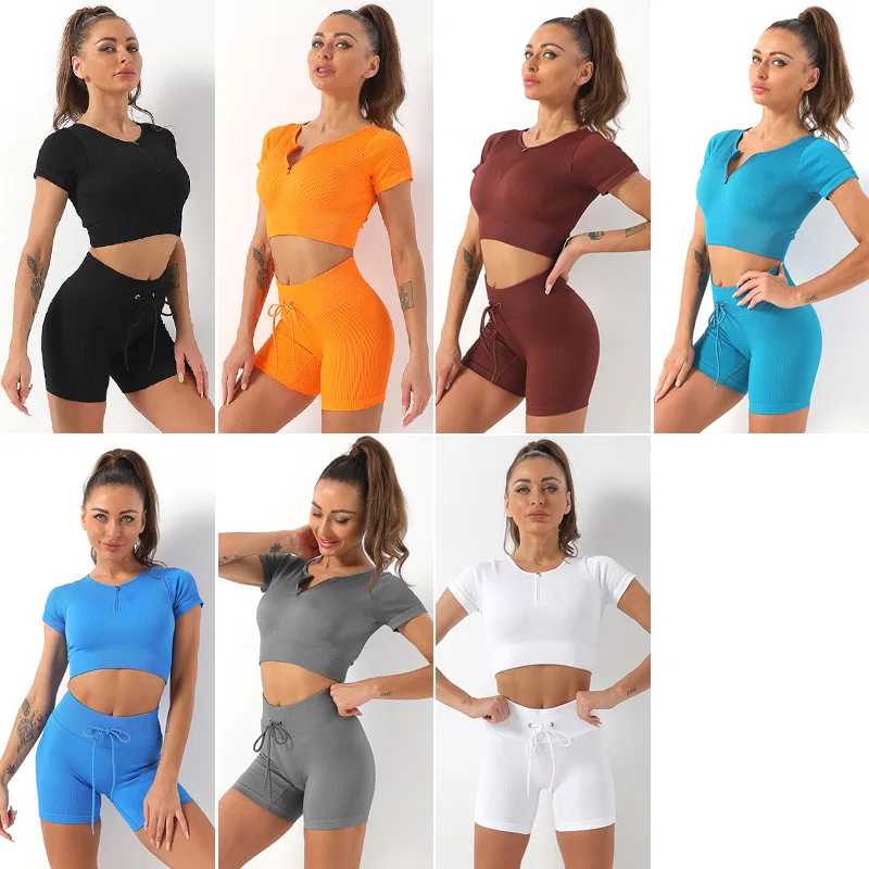 2024 New European and American Tight Short Yoga Clothes 2-piece Set Women's Short-sleeved Sports Fitness Clothes Sexy Hip-liftin
2024 New European and American Tight Short Yoga Clothes 2-piece Set Women's Short-sleeved Sports Fitness Clothes Sexy Hip-liftin