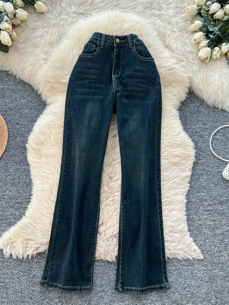 American style retro high waisted denim fashionable wide leg pants women in spring and summer slimming straight leg pants
American style retro high waisted denim fashionable wide leg pants women in spring and summer slimming straight leg pants