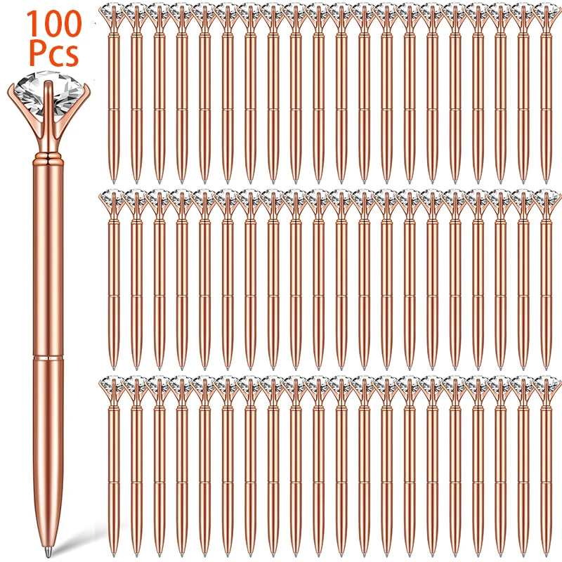 100Pcs Big Crystal Diamond Pens Rose Gold Pens Metal Ballpoint Pens in Black Ink for School Office
100Pcs Big Crystal Diamond Pens Rose Gold Pens Metal Ballpoint Pens in Black Ink for School Office