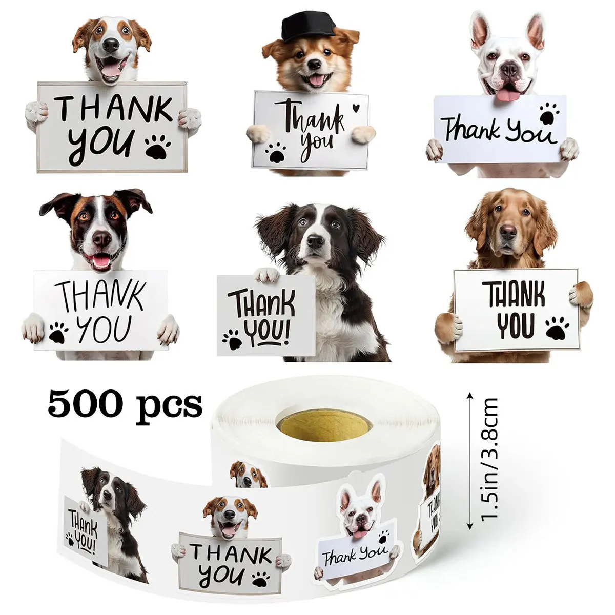 500 stickers/roll Shaped dog English thank you doodle roll stickers 3.8cm/1.5in gift packaging DIY
500 stickers/roll Shaped dog English thank you doodle roll stickers 3.8cm/1.5in gift packaging DIY