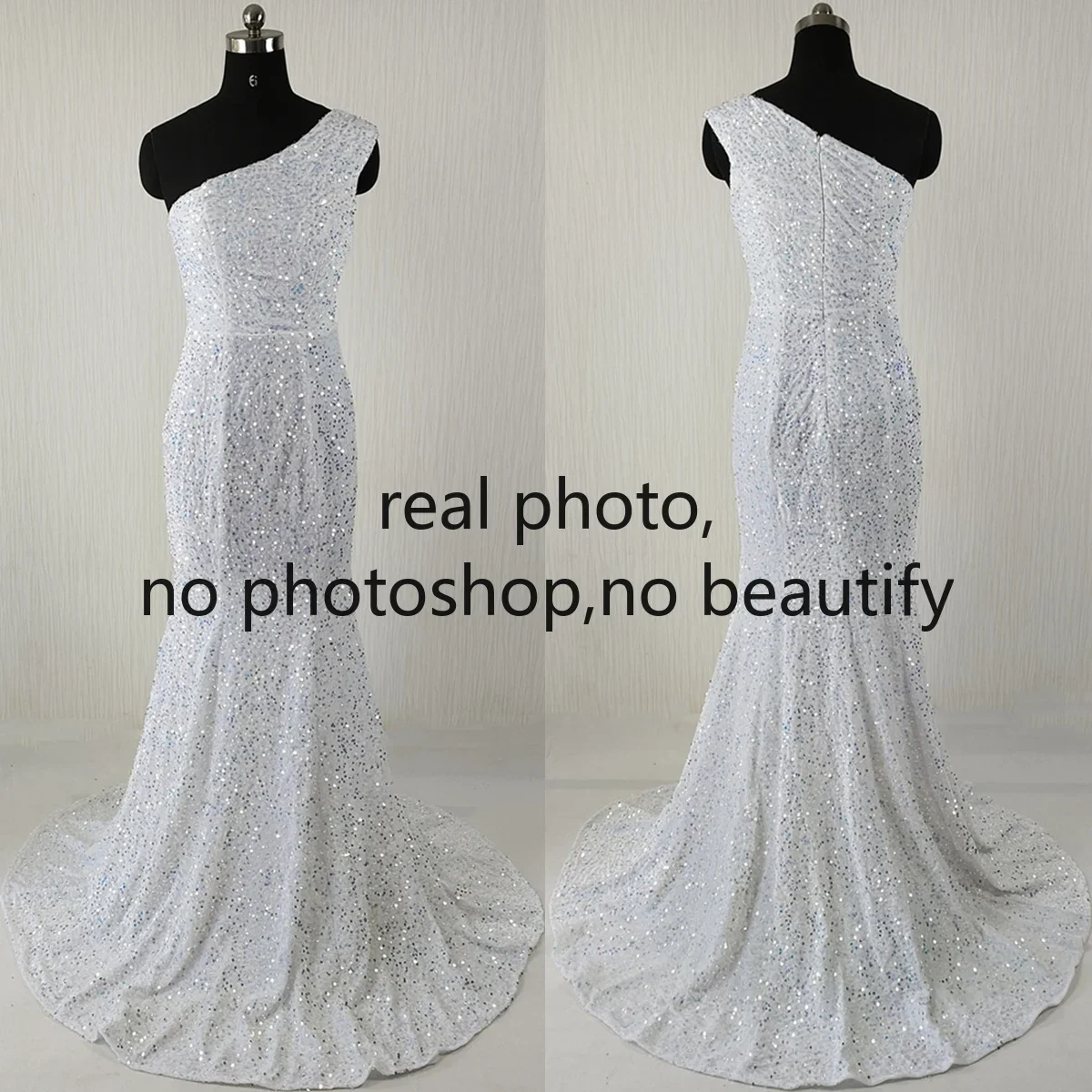 Real Photo Evening Dress White Squins One Shoulder Sleeveless Zipper Mermaid Train Plus size Women Party Formal Gowns ZP082-1
Real Photo Evening Dress White Squins One Shoulder Sleeveless Zipper Mermaid Train Plus size Women Party Formal Gowns ZP082-1
