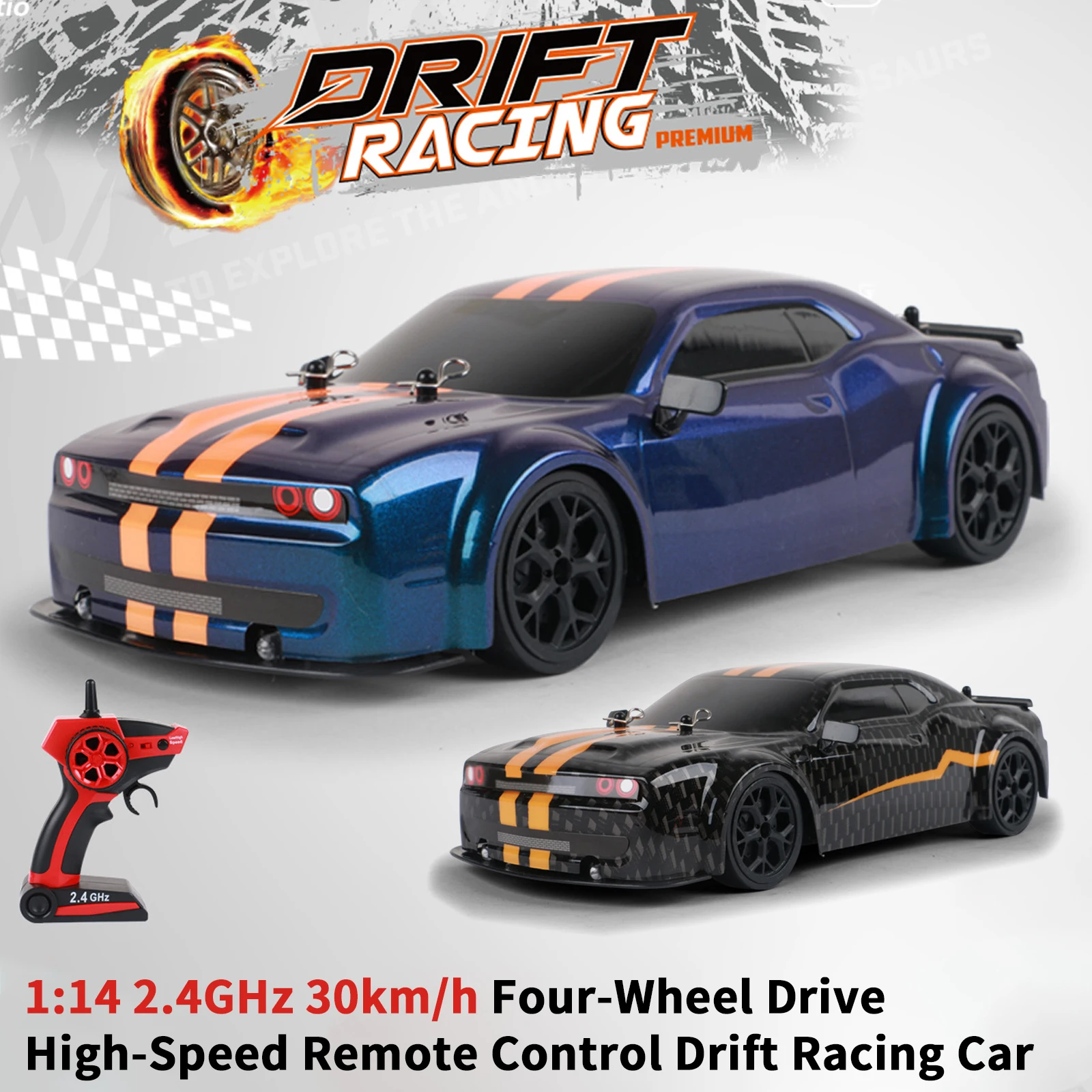 Remote Control Car, 1:14 2.4GHz 30km/h Four-Wheel Drive High-Speed Remote Control Drift Racing Car with Cool Lights 3 Battery
Remote Control Car, 1:14 2.4GHz 30km/h Four-Wheel Drive High-Speed Remote Control Drift Racing Car with Cool Lights 3 Battery