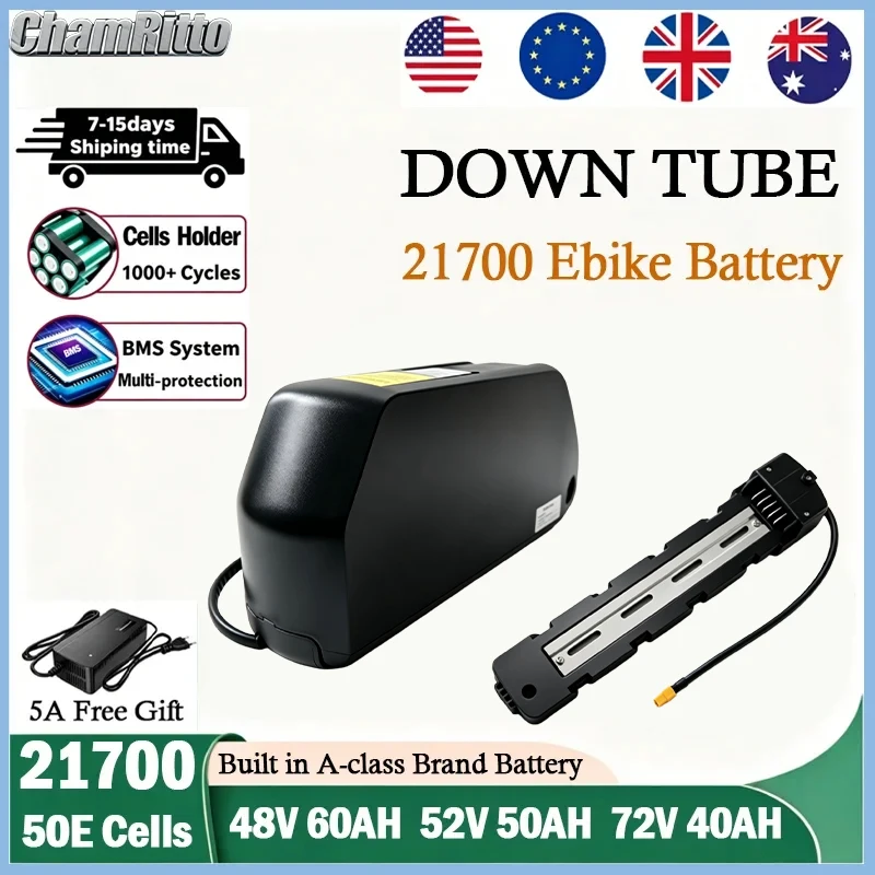 Electric bike Down Tube 48V 52V 30ah Battery 60V 72V 3000w Electric Bicycle Bateria1500W 40ah 50 60ah 21700 1000wLithium Battery
Electric bike Down Tube 48V 52V 30ah Battery 60V 72V 3000w Electric Bicycle Bateria1500W 40ah 50 60ah 21700 1000wLithium Battery