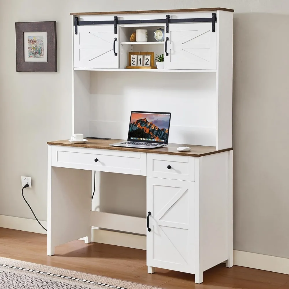 Farmhouse 47" Executive Desk, Computer Desk with Drawers and Storage Cabinet, Workstation Computer Desk with Hutch for Home Off
Farmhouse 47" Executive Desk, Computer Desk with Drawers and Storage Cabinet, Workstation Computer Desk with Hutch for Home Off