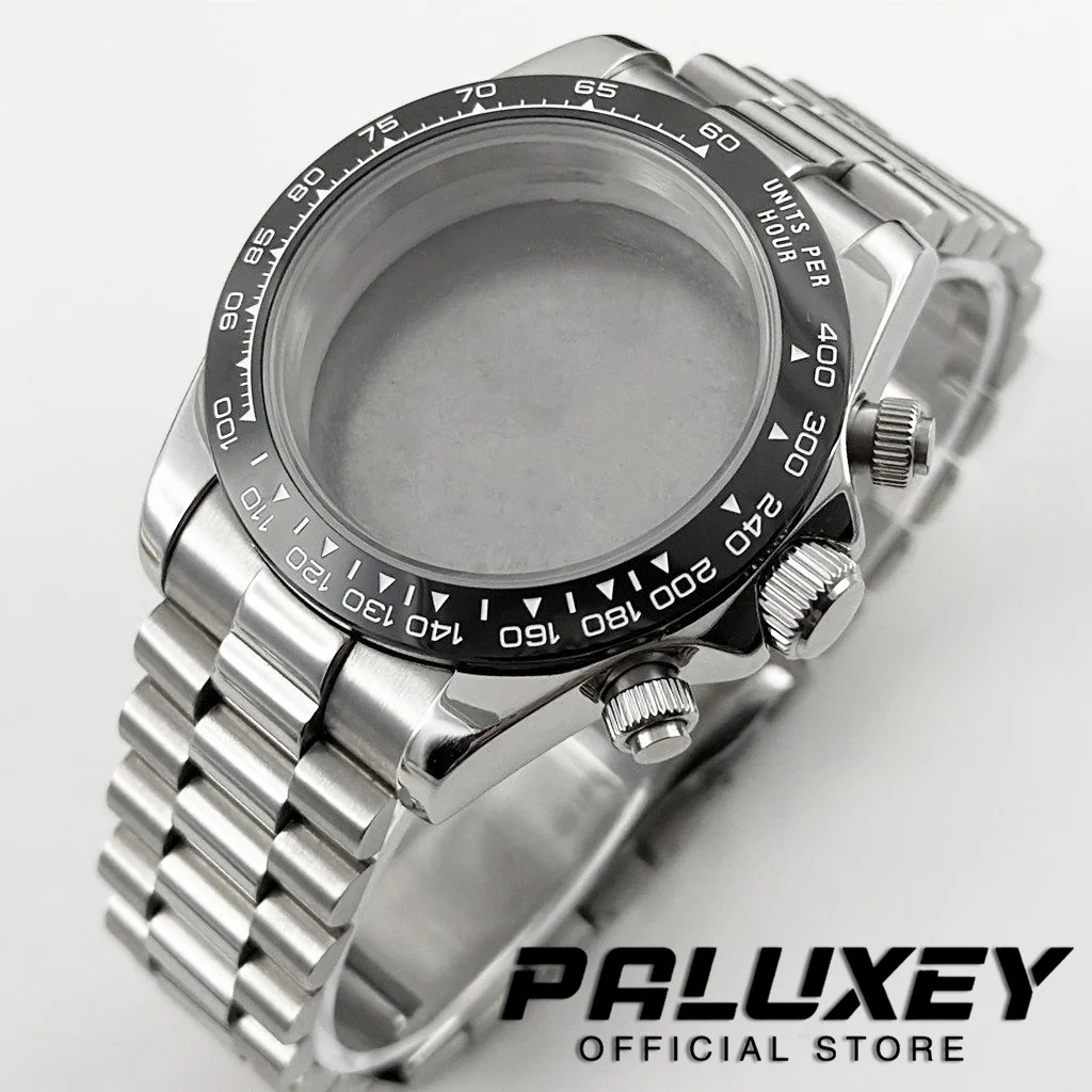 40mm Chronograph Indices Watch Case Presidential Bracelet Stainless Steel Waterproof For VK63 VK63A VK64 Movement
40mm Chronograph Indices Watch Case Presidential Bracelet Stainless Steel Waterproof For VK63 VK63A VK64 Movement