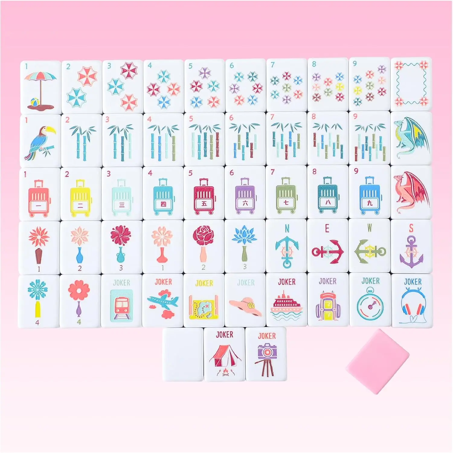 160 Pink Engraved American Mahjong Set with Carrying Bag and Accessories, 1.2" Tiles for Fun Games
160 Pink Engraved American Mahjong Set with Carrying Bag and Accessories, 1.2" Tiles for Fun Games