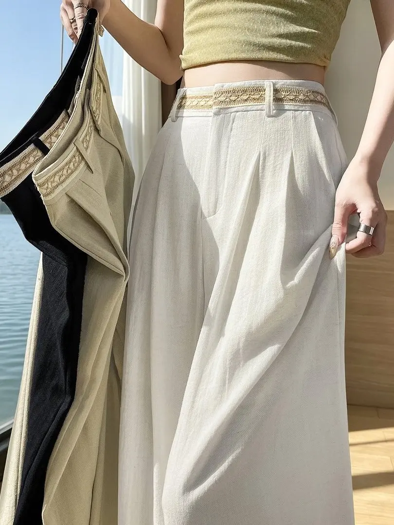 High Waist Wide Leg Pants Ice Silk Linen Cotton Casual Straight Leg Pants Summer New Style Women's High Waist Drapey Cotton L...
High Waist Wide Leg Pants Ice Silk Linen Cotton Casual Straight Leg Pants Summer New Style Women's High Waist Drapey Cotton L...