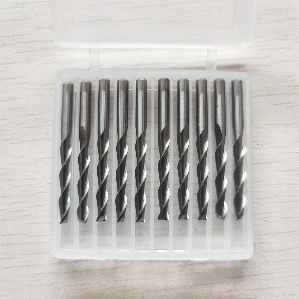 10 x Double Flute Spiral Cutter 3.175x22mm CNC Router Bits Wood Acrylic Drill
10 x Double Flute Spiral Cutter 3.175x22mm CNC Router Bits Wood Acrylic Drill