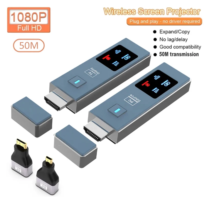 5.8G 50m Wireless Transmission Video Audio Transmitter Receiver HDMI Extender Wifi Display Screen TV Stick Adapter for Projector
5.8G 50m Wireless Transmission Video Audio Transmitter Receiver HDMI Extender Wifi Display Screen TV Stick Adapter for Projector