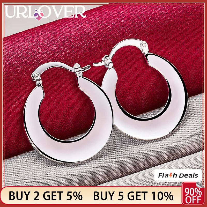 URLOVER 925 Sterling Silver Simple Flat Round Hoop Earrings For Women Wedding Engagement Christmas Party Gift Fine Charm Jewelry
URLOVER 925 Sterling Silver Simple Flat Round Hoop Earrings For Women Wedding Engagement Christmas Party Gift Fine Charm Jewelry