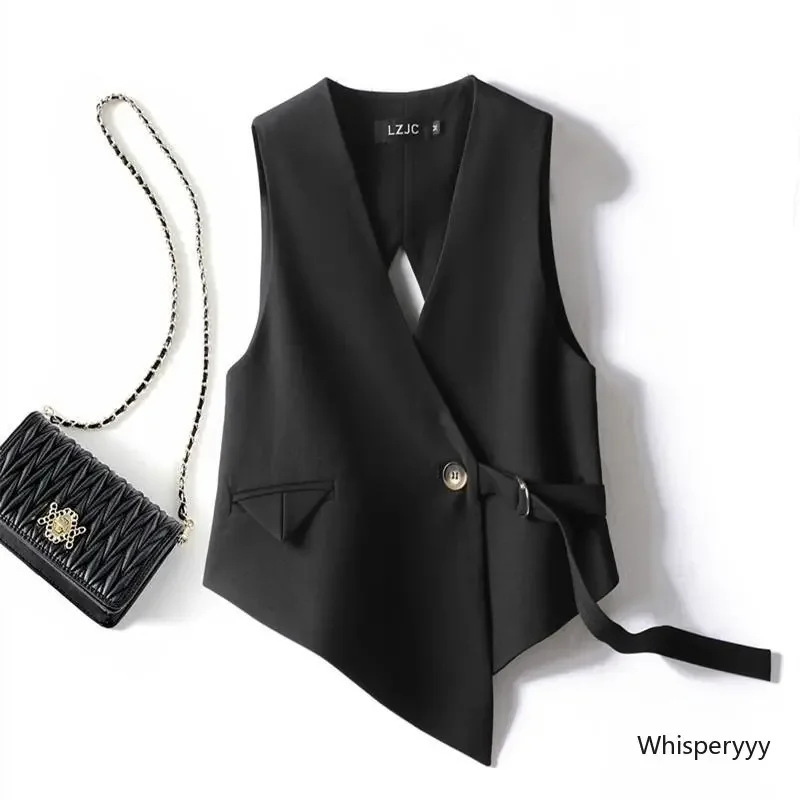 Short Waistcoat Women 2024 Spring Autumn Retro British Style Casual Lace-up Design Sense Suit Jacket Sleeveless V-neck Vest I14
Short Waistcoat Women 2024 Spring Autumn Retro British Style Casual Lace-up Design Sense Suit Jacket Sleeveless V-neck Vest I14