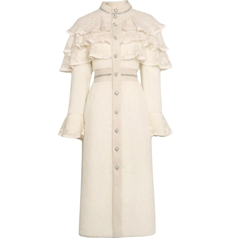 elegant woolen coat women stand collar lace stitching slim long overcoat winter coats for women
elegant woolen coat women stand collar lace stitching slim long overcoat winter coats for women