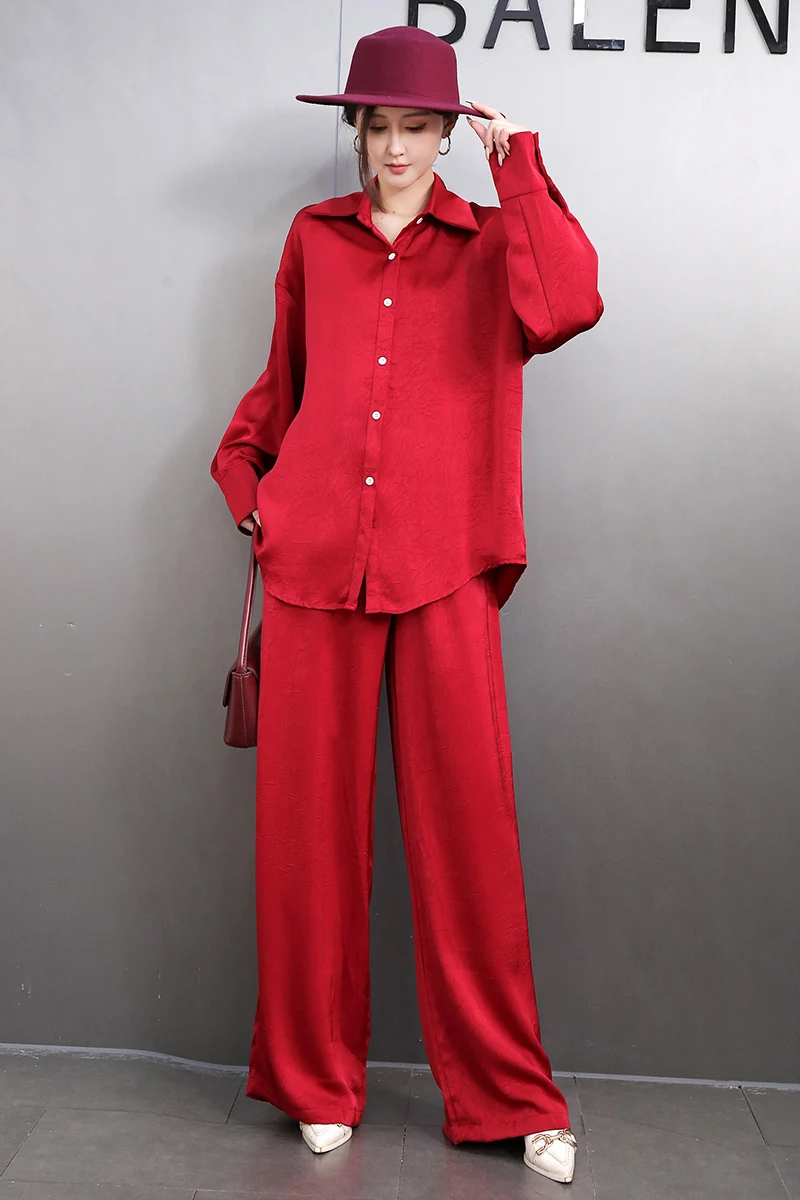 2024 Autumn New Fashion Elegant Set Women Loose Long Sleeve Shirt Female Wide Leg Pants Two-piece Set J640
2024 Autumn New Fashion Elegant Set Women Loose Long Sleeve Shirt Female Wide Leg Pants Two-piece Set J640