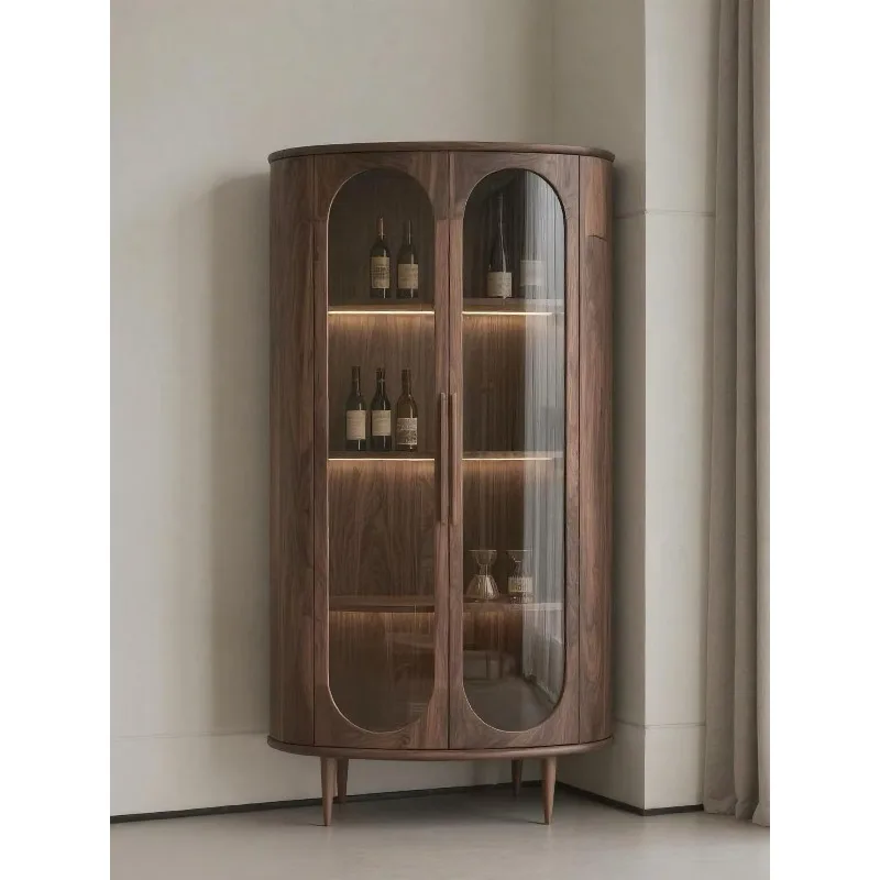 Italian minimalist glass wine cabinet, living room oval display cabinet, solid wood storage side cabinet
Italian minimalist glass wine cabinet, living room oval display cabinet, solid wood storage side cabinet