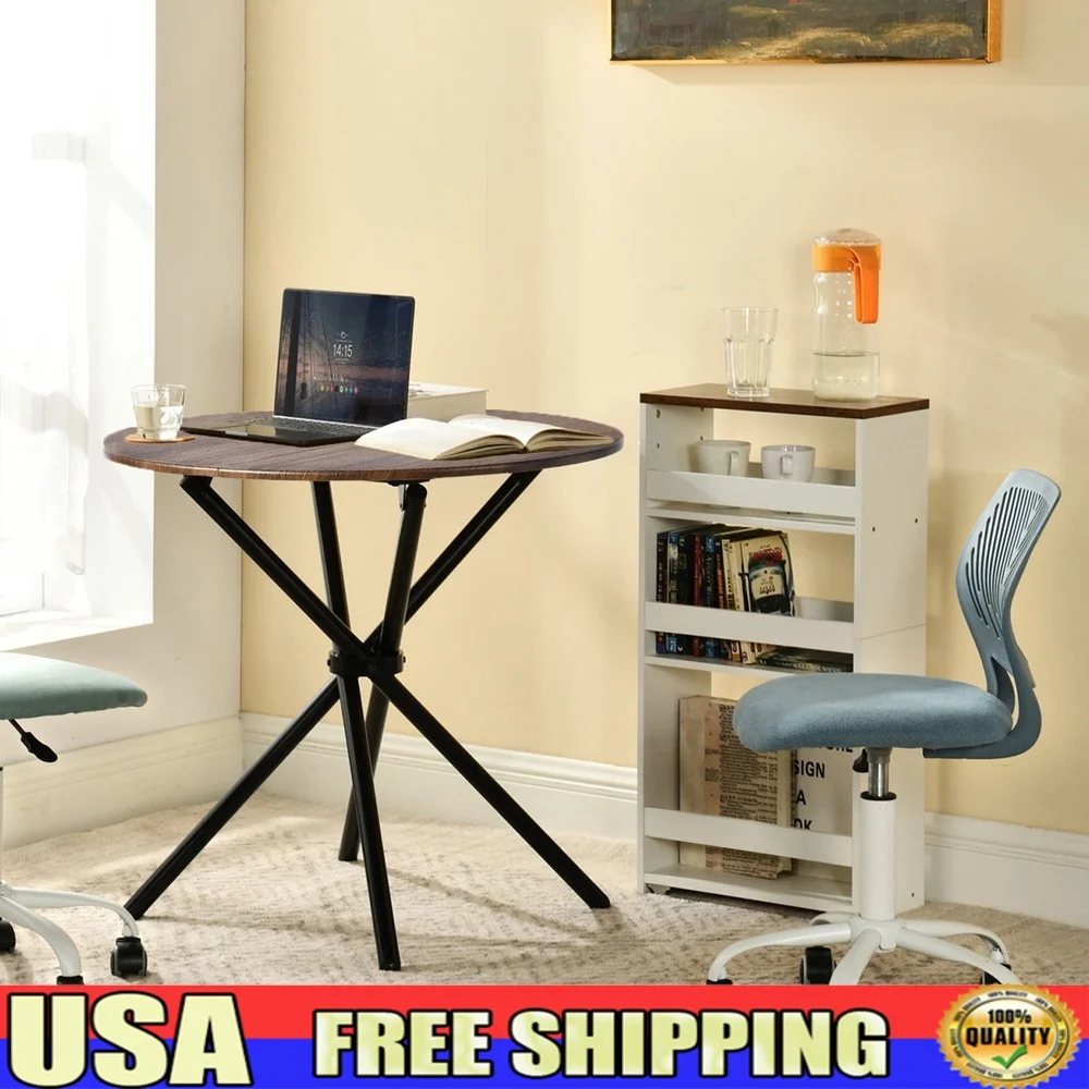 Compact Writing Desk 31.5 Inch Round Table Modern Home Office Study Desk with Sturdy Metal Frame Walnut Finish
Compact Writing Desk 31.5 Inch Round Table Modern Home Office Study Desk with Sturdy Metal Frame Walnut Finish