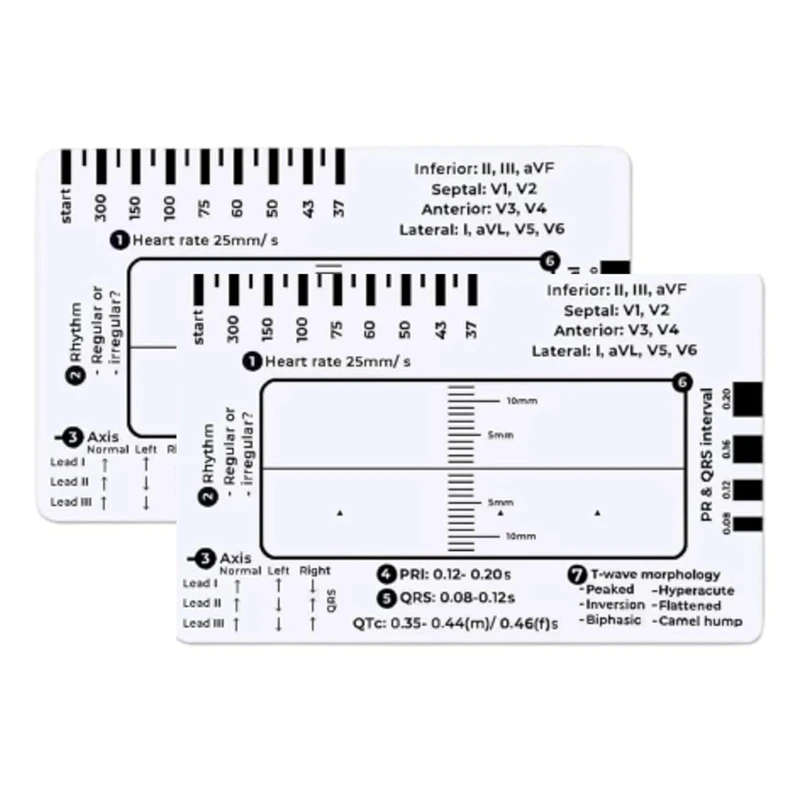 2Pcs ECG 7-Step Ruler Rapid And Rapid Heart Analysis And Measurement Tool, Follow 7 Steps To Read ECG
2Pcs ECG 7-Step Ruler Rapid And Rapid Heart Analysis And Measurement Tool, Follow 7 Steps To Read ECG