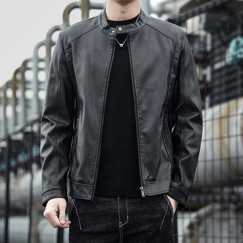Men's Leather Jacket for Spring and Autumn - New Style Synthetic Leather Jacket with Stand-Up Collar - Motorcycle Suit
Men's Leather Jacket for Spring and Autumn - New Style Synthetic Leather Jacket with Stand-Up Collar - Motorcycle Suit
