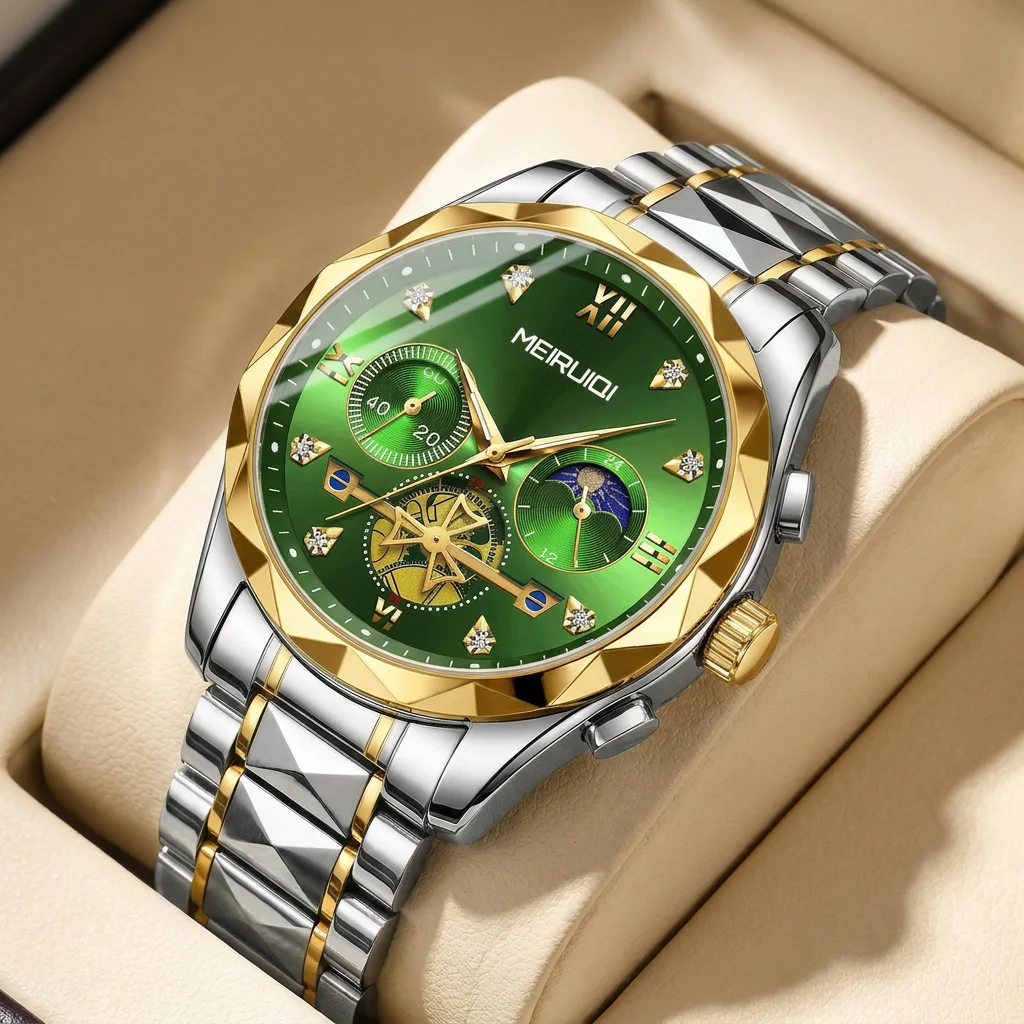 1pcs Men's green dial alloy strap vintage fashion open heart moon phase details Quartz Watch for business party holiday
1pcs Men's green dial alloy strap vintage fashion open heart moon phase details Quartz Watch for business party holiday