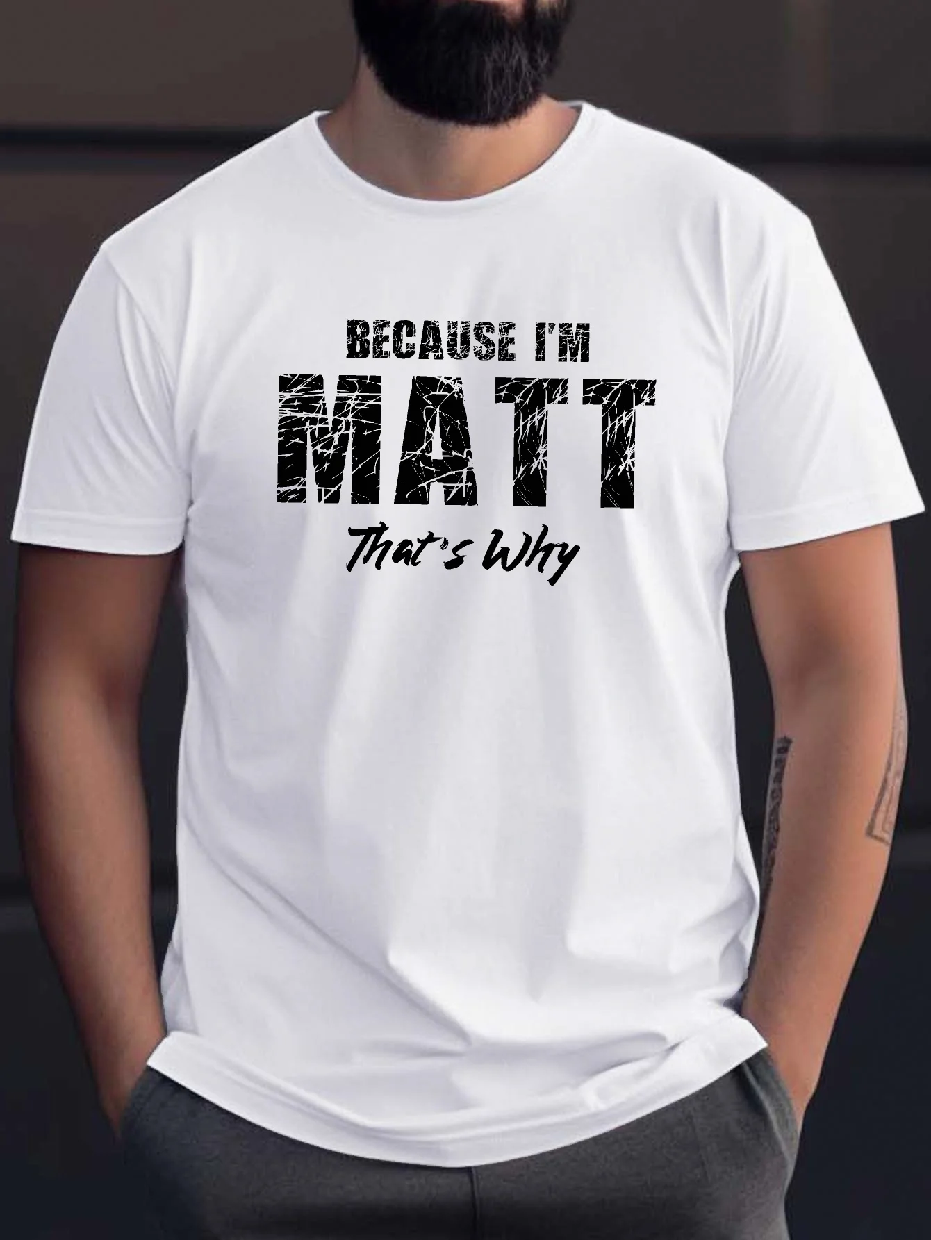 Because I Am Matt Print T-shirt Summer Men's Casual And Comfortable T-shirt Men's Short Sleeve Top Suitable For Daily Activities
Because I Am Matt Print T-shirt Summer Men's Casual And Comfortable T-shirt Men's Short Sleeve Top Suitable For Daily Activities