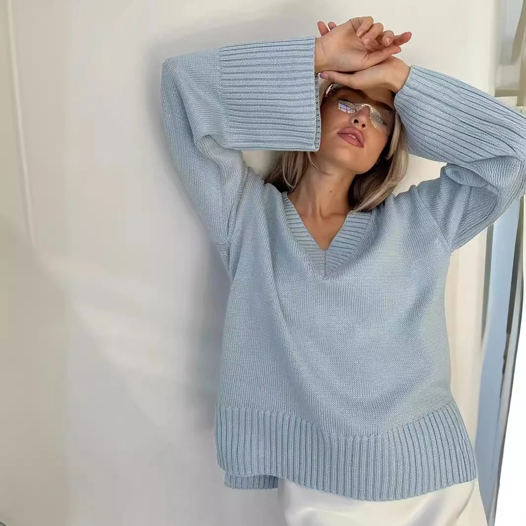 Women's V-Ne Patchwork Long Sweater Knitted Loose Fit Pullover Polyester Fiber 95% Other Material 5% Color
Women's V-Ne Patchwork Long Sweater Knitted Loose Fit Pullover Polyester Fiber 95% Other Material 5% Color