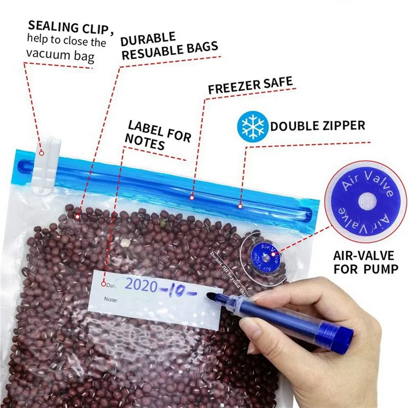 ABGE-Sous Vide Bags 80Pack Reusable Electric Vacuum Food Storage With 4 Hand Pump,3 Size Sealed Bag,16 Clip
ABGE-Sous Vide Bags 80Pack Reusable Electric Vacuum Food Storage With 4 Hand Pump,3 Size Sealed Bag,16 Clip