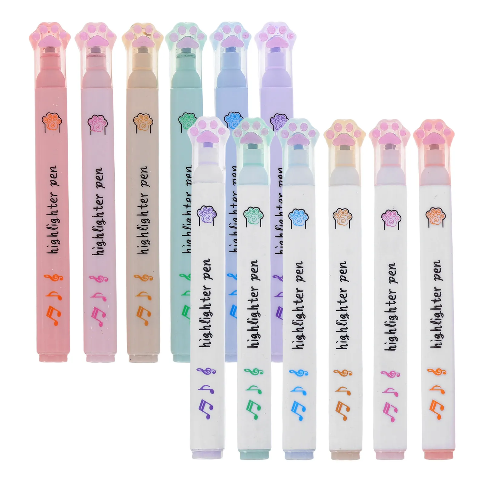 12Pcs Cat Paw Fluorescent Highlighter Marker Pens Bright Colors Student School Journaling Note Taking Stationery
12Pcs Cat Paw Fluorescent Highlighter Marker Pens Bright Colors Student School Journaling Note Taking Stationery