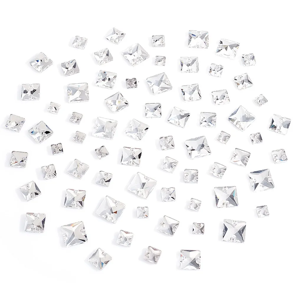 75Pcs 5 Styles Square Shape Sew on Rhinestone Glass Rhinestone Garments Accessories 2-Hole Links Flat Back Back Plated
75Pcs 5 Styles Square Shape Sew on Rhinestone Glass Rhinestone Garments Accessories 2-Hole Links Flat Back Back Plated