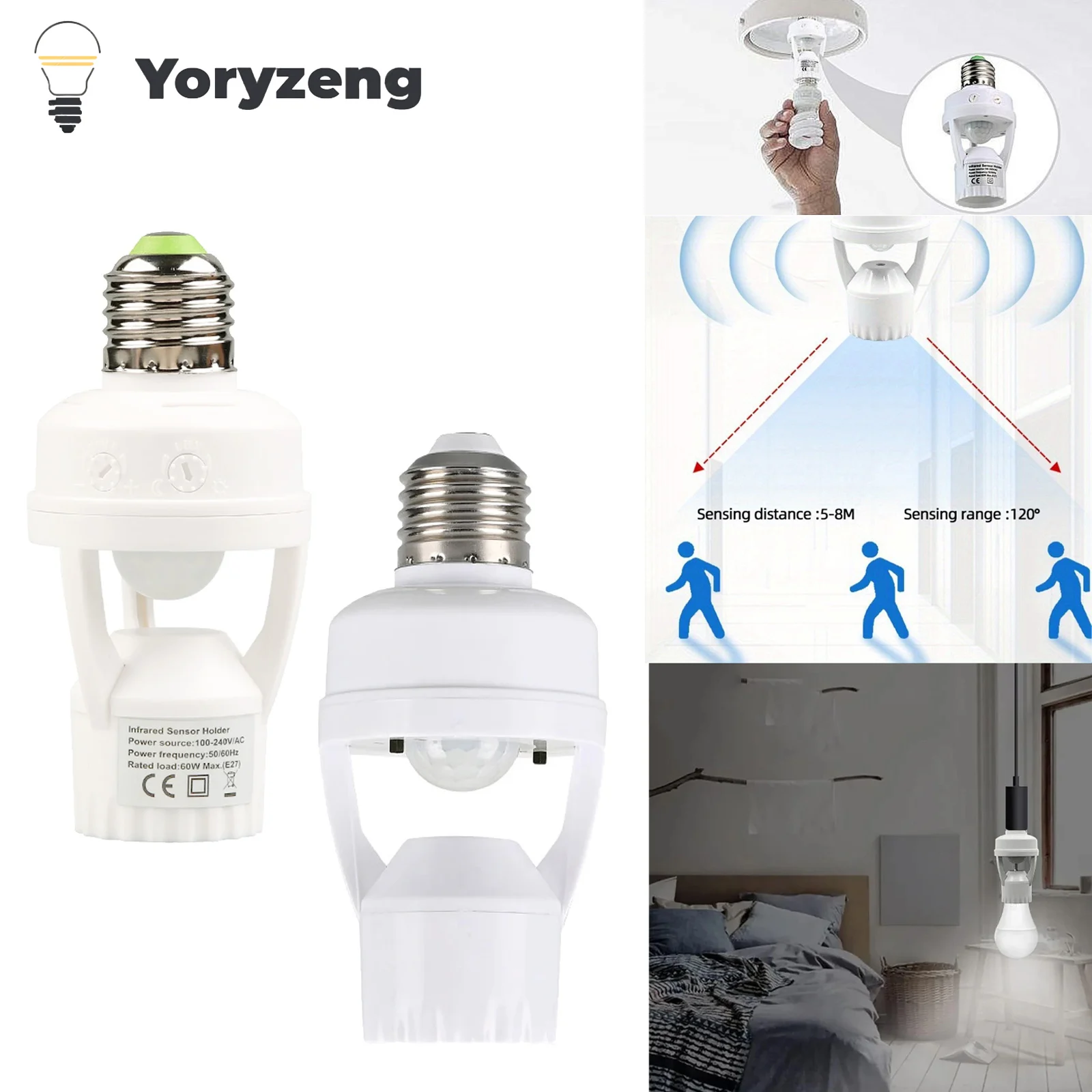 PIR Motion Sensor E27 LED Bulb Lamp Holder Smart Light Switch Human Body Infrared Lamp Socket Detector Automatic Converter
PIR Motion Sensor E27 LED Bulb Lamp Holder Smart Light Switch Human Body Infrared Lamp Socket Detector Automatic Converter