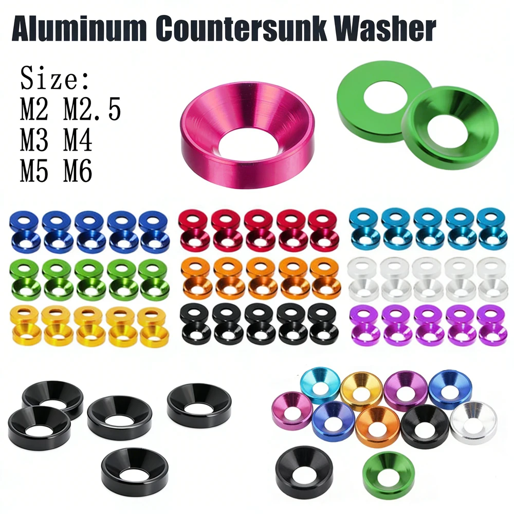 10pcs M2-M6 Anodized Countersunk Washers Colorful Alloy Gaskets for Flat Head Screws Multi-Size Hardware Assortment
10pcs M2-M6 Anodized Countersunk Washers Colorful Alloy Gaskets for Flat Head Screws Multi-Size Hardware Assortment