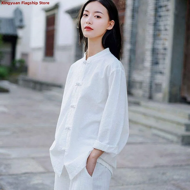 Women's Cotton Linen Shirt Buttoned Tea Costume Tai Chi Practice Sitting Meditation Traditional Chinese Style Top Summer New ...
Women's Cotton Linen Shirt Buttoned Tea Costume Tai Chi Practice Sitting Meditation Traditional Chinese Style Top Summer New ...