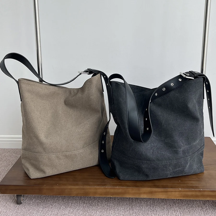 Vintage Canvas Style Bucket Bags Women Shoulder Crossbody Bag Black/Grey Adjustable Strap Handbags Casual Commuter Tote Bags Sac
Vintage Canvas Style Bucket Bags Women Shoulder Crossbody Bag Black/Grey Adjustable Strap Handbags Casual Commuter Tote Bags Sac