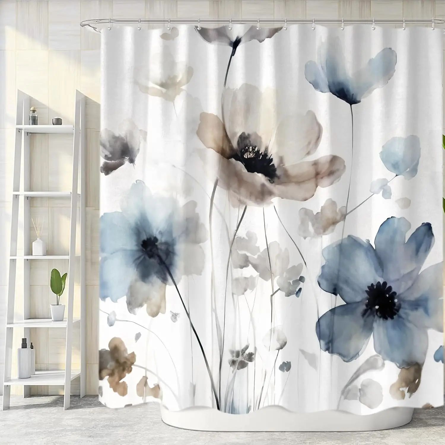 Boho Floral Shower Curtain, Cream Tan Beige Blue Grey White Watercolor Flower Fabric Shower Curtains Set for Bathroom Decoration
Boho Floral Shower Curtain, Cream Tan Beige Blue Grey White Watercolor Flower Fabric Shower Curtains Set for Bathroom Decoration