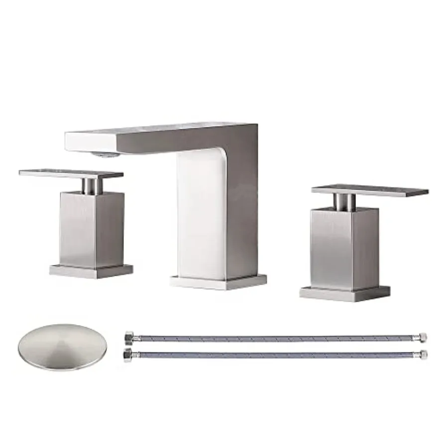 Stainless Steel Widespread 3 Hole 2 Handle Brushed Nickel Bathroom Faucet, Modern Vanity Basin Sink Faucet
Stainless Steel Widespread 3 Hole 2 Handle Brushed Nickel Bathroom Faucet, Modern Vanity Basin Sink Faucet