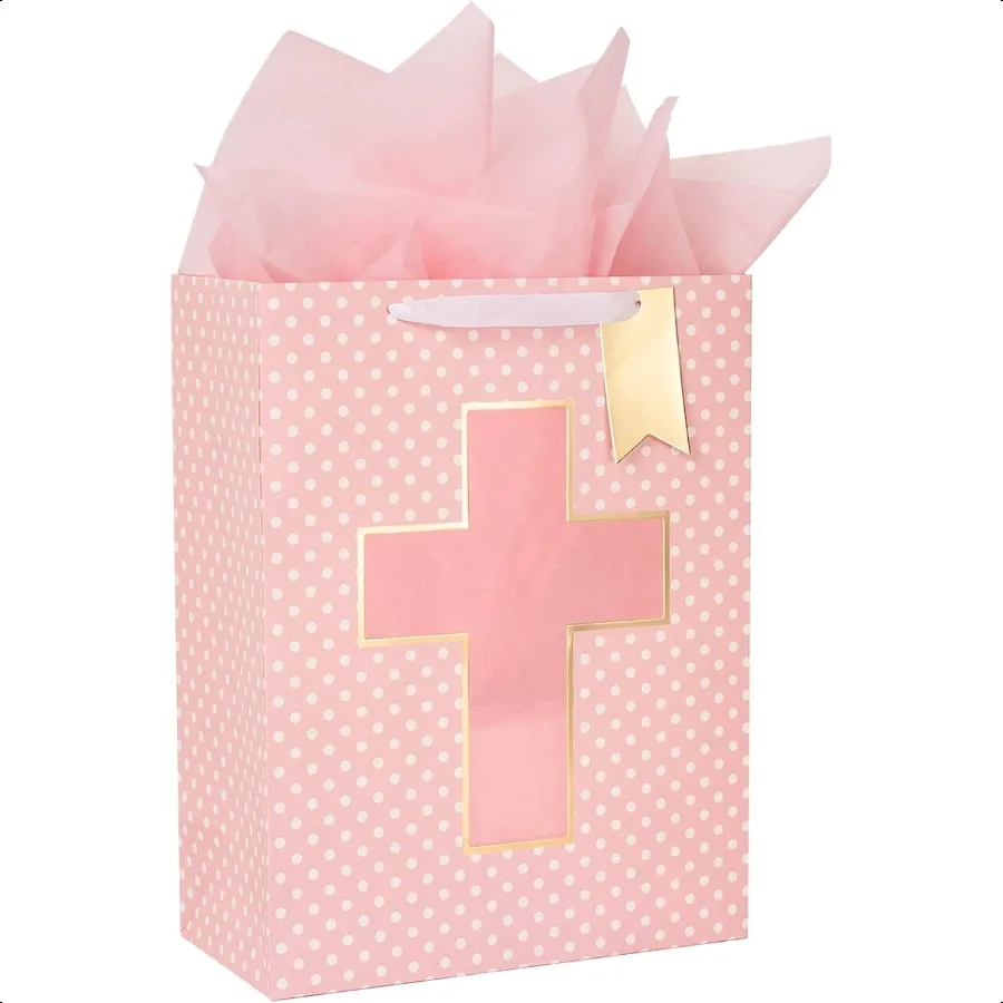 Pink Gift Bag with Cross Design Tissue Paper for Baby Girl Baptisms Christenings First Communions Religious Occasion 10" x 5" x
Pink Gift Bag with Cross Design Tissue Paper for Baby Girl Baptisms Christenings First Communions Religious Occasion 10" x 5" x