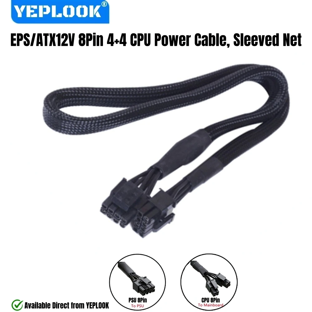 YEPLOOK CPU Power Cable for Corsair CS850M, CS750M, CS650M, CS550M, CS450M Modular Powers, 8Pin to 8Pin 4+4Pin Sleeved Net 60 CM
YEPLOOK CPU Power Cable for Corsair CS850M, CS750M, CS650M, CS550M, CS450M Modular Powers, 8Pin to 8Pin 4+4Pin Sleeved Net 60 CM