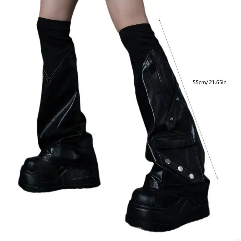 B95F Punk Over Knee Elastic Top Leather Rivets Flared Leg Warmer for Women Streetwear
B95F Punk Over Knee Elastic Top Leather Rivets Flared Leg Warmer for Women Streetwear
