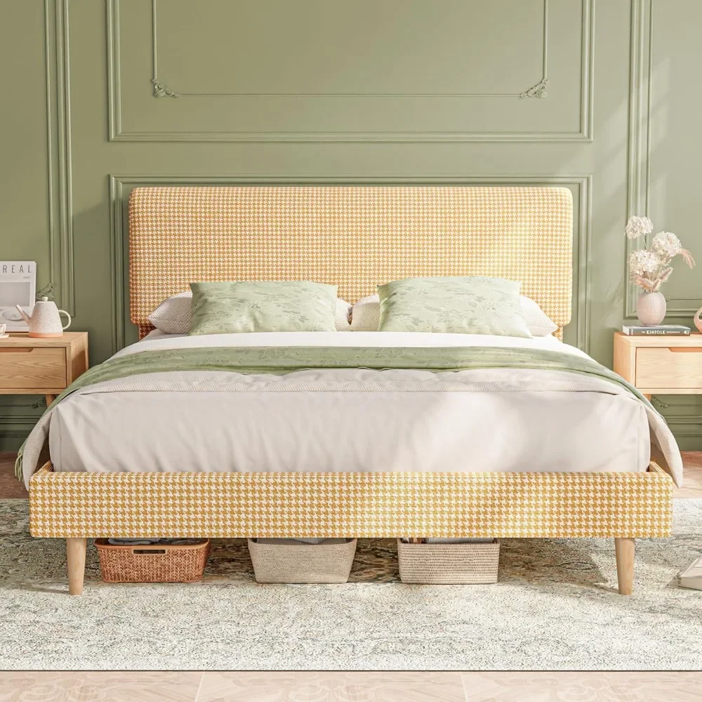Frame with Headboard, Fully Cotton Upholstered Foundation, Wooden Slats Support, Noise Free, No Box Spring Neeed, Easy Assembly,
Frame with Headboard, Fully Cotton Upholstered Foundation, Wooden Slats Support, Noise Free, No Box Spring Neeed, Easy Assembly,