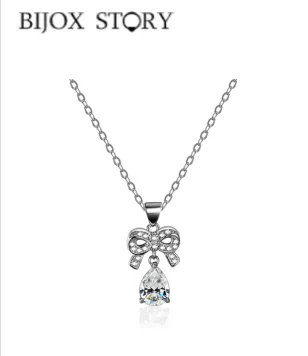 BIJOX STORY Fashion 925 Silver Moissanite Bowknot Pendant Necklace for Women Cute Shape Fine Jewelry Necklace for Birthday Party
BIJOX STORY Fashion 925 Silver Moissanite Bowknot Pendant Necklace for Women Cute Shape Fine Jewelry Necklace for Birthday Party