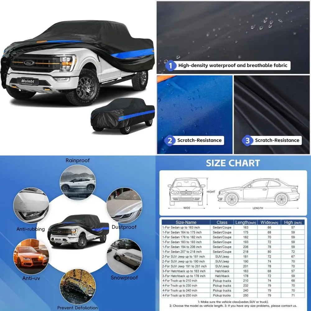 Waterproof All-Weather Pickup Truck Cover, Full Exterior Protection for Snow and Sun, Compatible with Ford F-Series and GMC Sier
Waterproof All-Weather Pickup Truck Cover, Full Exterior Protection for Snow and Sun, Compatible with Ford F-Series and GMC Sier