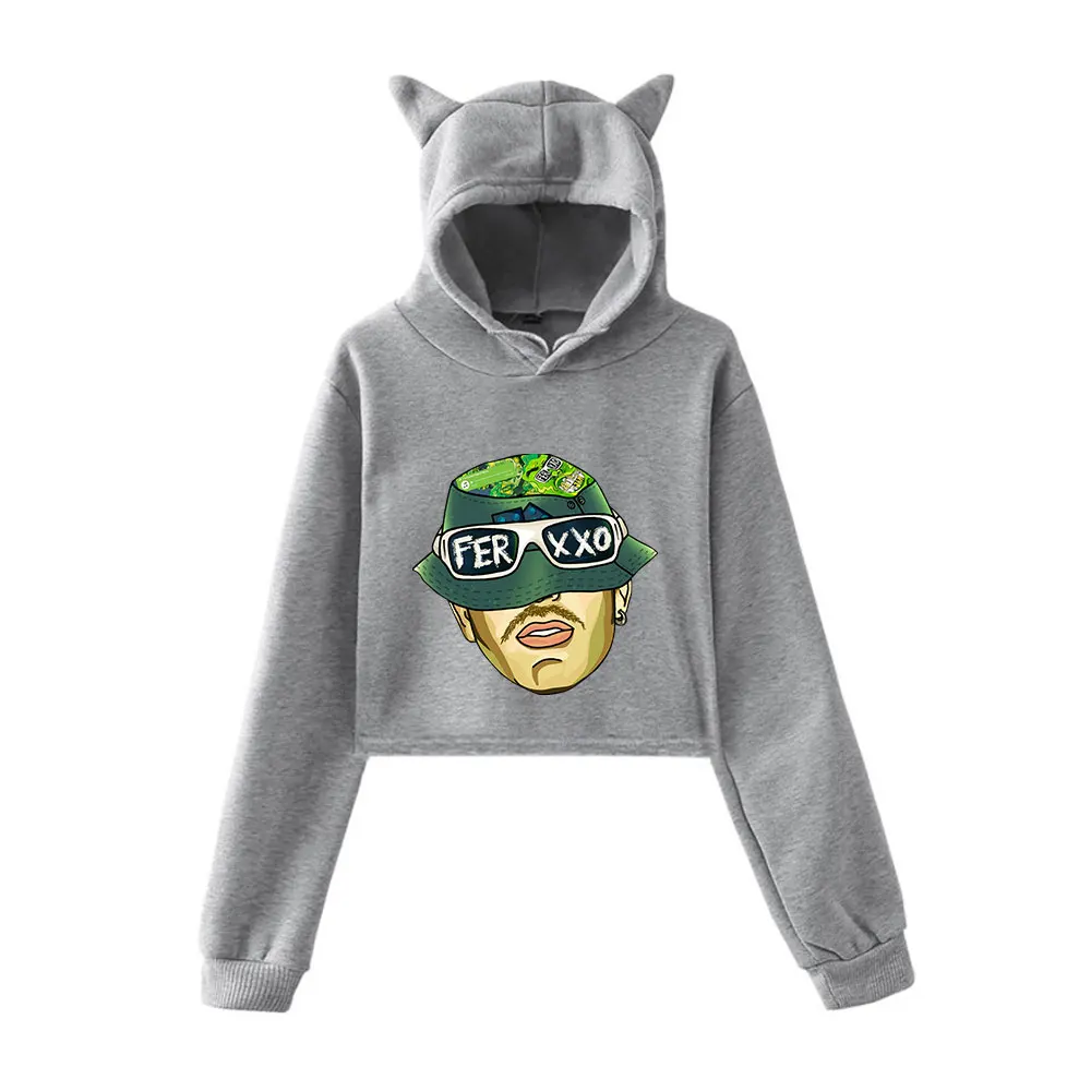 Feid Ferxxo Cat Ear Hoodie Women Long Sleeve Cropped Sweatshirts Female Casual Streetwear Crop Tops
Feid Ferxxo Cat Ear Hoodie Women Long Sleeve Cropped Sweatshirts Female Casual Streetwear Crop Tops