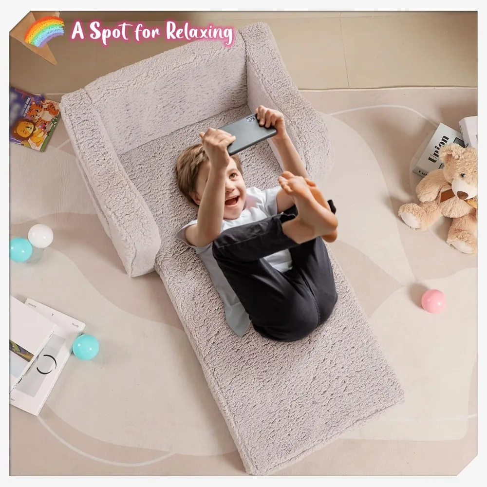 2-in-1 Toddler Sofa Chair Soft Sherpa Fold out Convertible Lounger for Girls And Boys Grey Kids Chairs for Toddlers
2-in-1 Toddler Sofa Chair Soft Sherpa Fold out Convertible Lounger for Girls And Boys Grey Kids Chairs for Toddlers