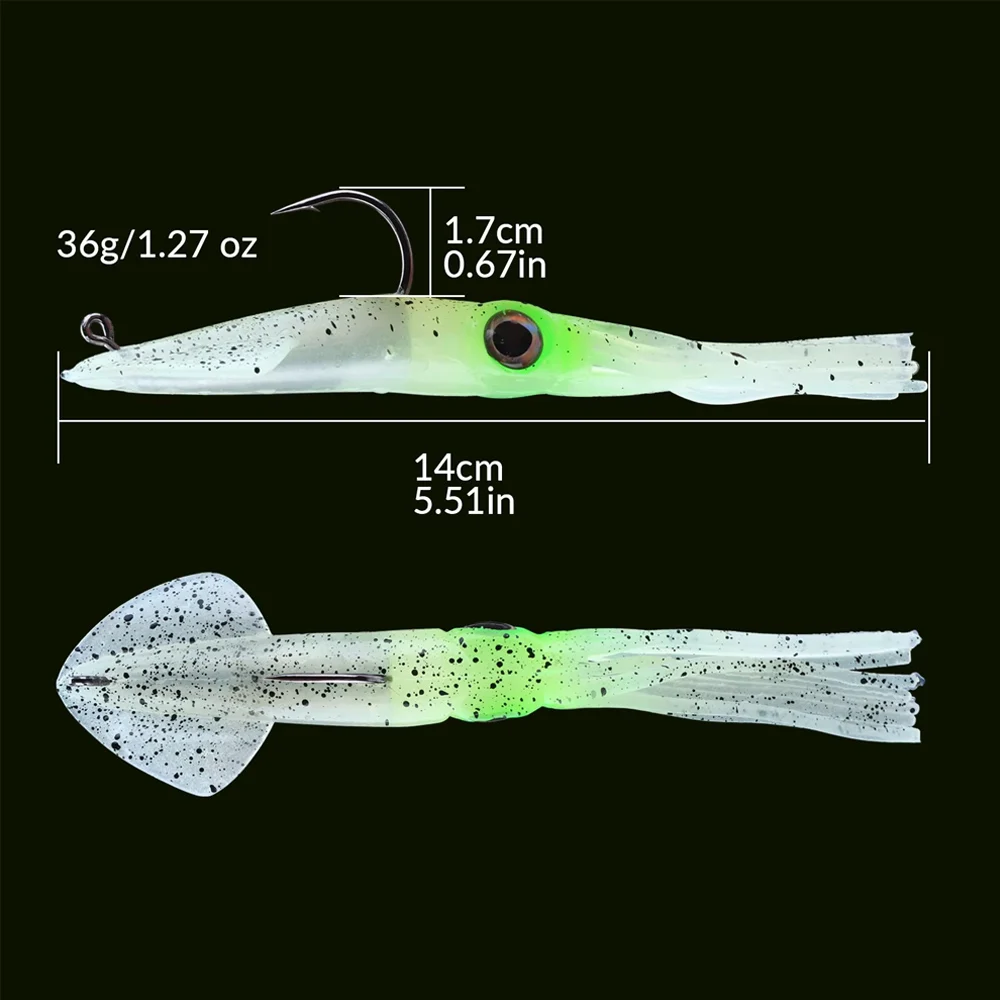 2pcs Glow Squid Soft Baits 36g Luminous UV Squid Jig Lures With Lead Sinker Deep Sea Fishing Jigging Weight Octopus Lures
2pcs Glow Squid Soft Baits 36g Luminous UV Squid Jig Lures With Lead Sinker Deep Sea Fishing Jigging Weight Octopus Lures