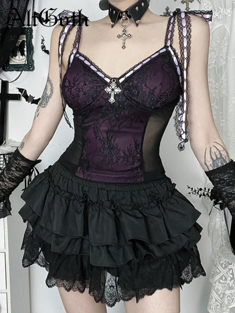 AltGoth Aesthetic Hotsweet Gothic Camis Women Vintage Y2k Sexy See Through Mesh Patchwork Crop Tank Top Streetwear Sweet Outfit
AltGoth Aesthetic Hotsweet Gothic Camis Women Vintage Y2k Sexy See Through Mesh Patchwork Crop Tank Top Streetwear Sweet Outfit