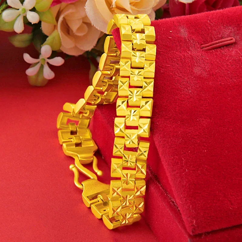 Real Gold Color Watch Chain Bracelet for Women Men Pure Adjustable Trendy Laser Chain for Women Fine Jewelry Gifts
Real Gold Color Watch Chain Bracelet for Women Men Pure Adjustable Trendy Laser Chain for Women Fine Jewelry Gifts